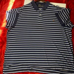 Polo by Ralph Lauren Men's Blue and White Striped Polo